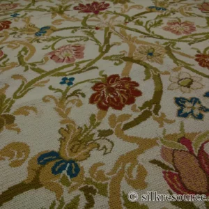 P1110434.jpg Stark Hay River Burly Wood 6'6" X10' Wool Needlepoint Fine Handmade Rug Renaissance Tulips Rose Iris Red Pink Blue Sage Green MSRP USD 1900