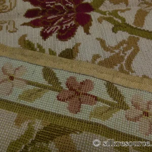 P1110445.jpg Stark Hay River Burly Wood 6'6" X10' Wool Needlepoint Fine Handmade Rug Renaissance Tulips Rose Iris Red Pink Blue Sage Green MSRP USD 1900