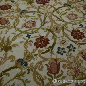 P1110454.jpg Stark Hay River Burly Wood 6'6" X10' Wool Needlepoint Fine Handmade Rug Renaissance Tulips Rose Iris Red Pink Blue Sage Green MSRP USD 1900