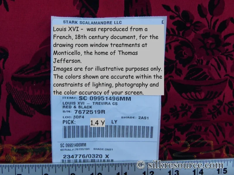 P1110803 1.4Y Scalamandre LOUIS XVI - TREVIRA CS RED & BLACK  Damask Historic Monticello MSRP0