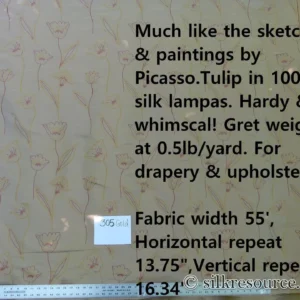 P1110818text 100% Silk Lampas Tulip "Gold" Antique Gold Mod Picasso Modern Abstract Flora Thick MSRP USD 300+/Y