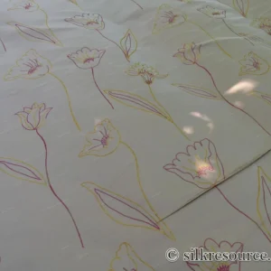 P1110819 100% Silk Lampas Tulip "Gold" Antique Gold Mod Picasso Modern Abstract Flora Thick MSRP USD 300+/Y