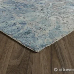 Cedartown RUG_NO136825A_ALT1 Stark Cedartown Light Slate Grey Modern Blue Grey Rug Medallion Hand Knotted - 100% Silk - 9x12' MSRP USD16250