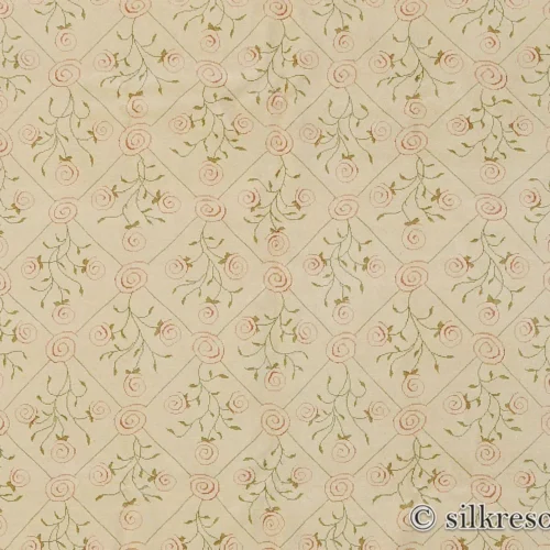 Stark EVERMAN TAN Silk Wool Hand Knotted Rug Delicate Climing Rose Flower Pink Red 11'11"X9' MSRP USD 11,000