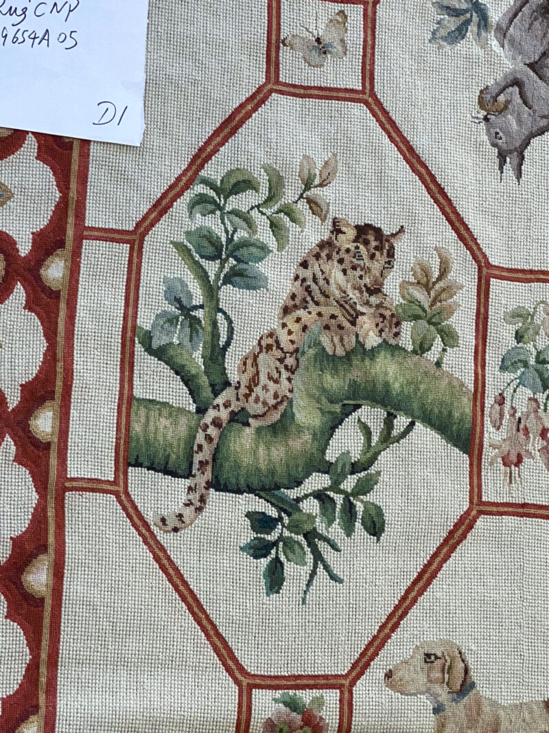 IMG_4730 Stark BARENTU SILVER  Diamond Barratta Collection Leopard Deer Bird Flora Zoology 100% Wool 5x9' MSRP USD2300
