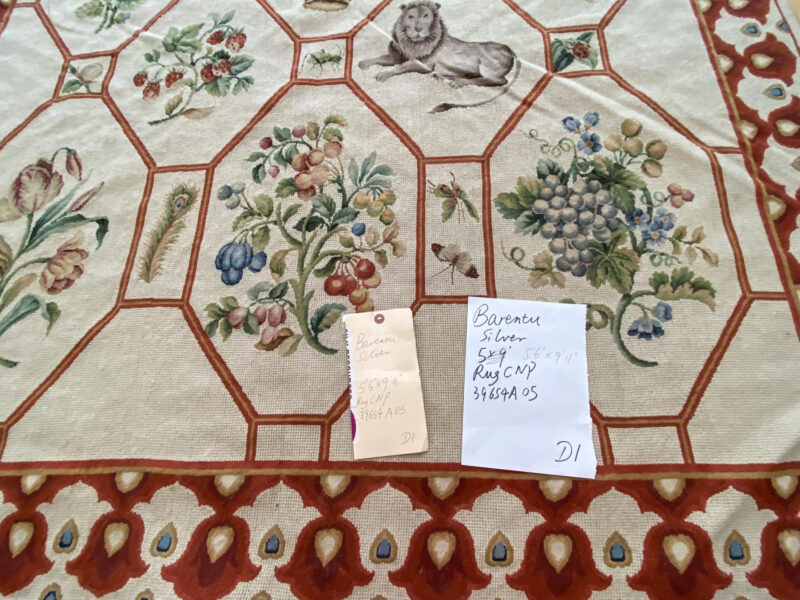 IMG_4736 Stark BARENTU SILVER  Diamond Barratta Collection Leopard Deer Bird Flora Zoology 100% Wool 5x9' MSRP USD2300