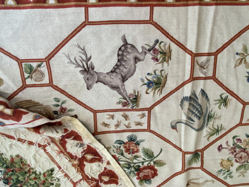 IMG_4739 Stark BARENTU SILVER  Diamond Barratta Collection Leopard Deer Bird Flora Zoology 100% Wool 5x9' MSRP USD2300
