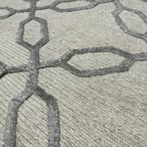 IMG_4831 Stark BRET HARTE White Lattice Diamond Linen Handmade Transitional Mid Century Rug 6x9' MSRP USD 3175