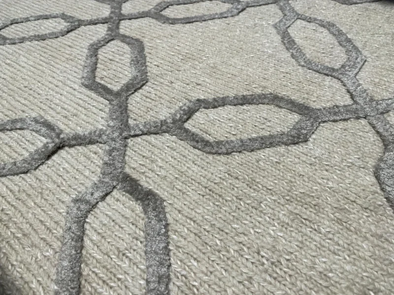 IMG_4831 Stark BRET HARTE White Lattice Diamond Linen Handmade Transitional Mid Century Rug 6x9' MSRP USD 3175
