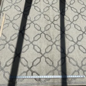 IMG_4834 Stark BRET HARTE White Lattice Diamond Linen Handmade Transitional Mid Century Rug 6x9' MSRP USD 3175