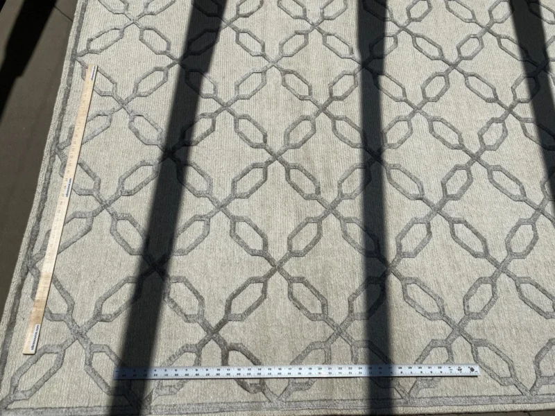 IMG_4834 Stark BRET HARTE White Lattice Diamond Linen Handmade Transitional Mid Century Rug 6x9' MSRP USD 3175