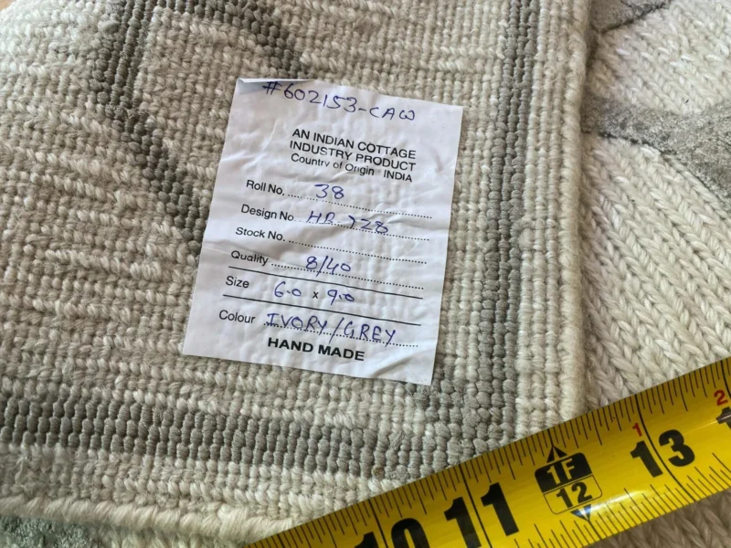 IMG_4835 Stark BRET HARTE White Lattice Diamond Linen Handmade Transitional Mid Century Rug 6x9' MSRP USD 3175