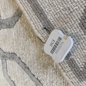 IMG_4836 Stark BRET HARTE White Lattice Diamond Linen Handmade Transitional Mid Century Rug 6x9' MSRP USD 3175