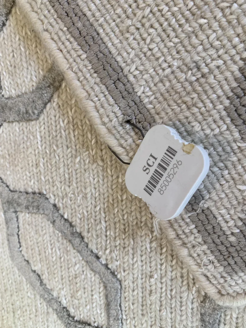 IMG_4836 Stark BRET HARTE White Lattice Diamond Linen Handmade Transitional Mid Century Rug 6x9' MSRP USD 3175