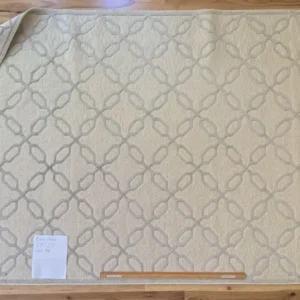 IMG_4837 Stark BRET HARTE White Lattice Diamond Linen Handmade Transitional Mid Century Rug 6x9' MSRP USD 3175