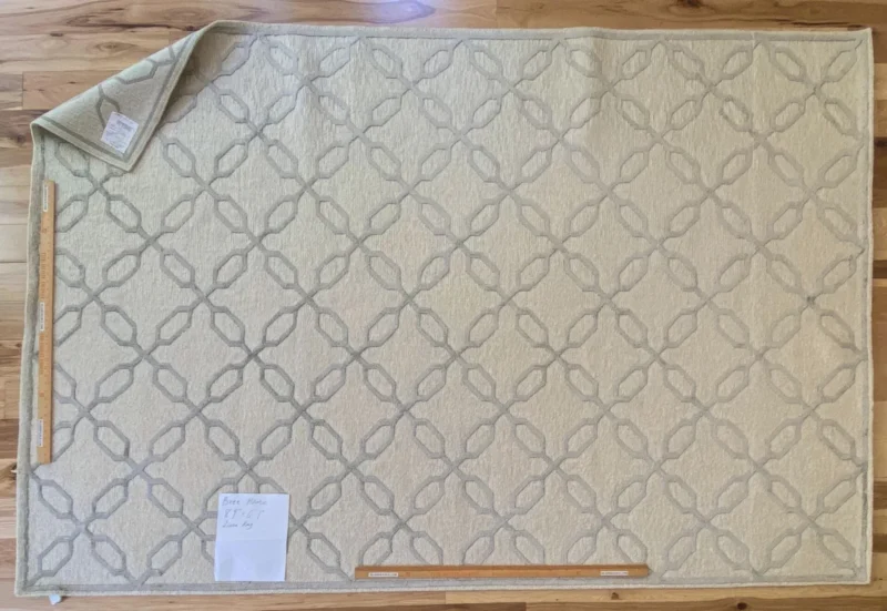 IMG_4838 Stark BRET HARTE White Lattice Diamond Linen Handmade Transitional Mid Century Rug 6x9' MSRP USD 3175