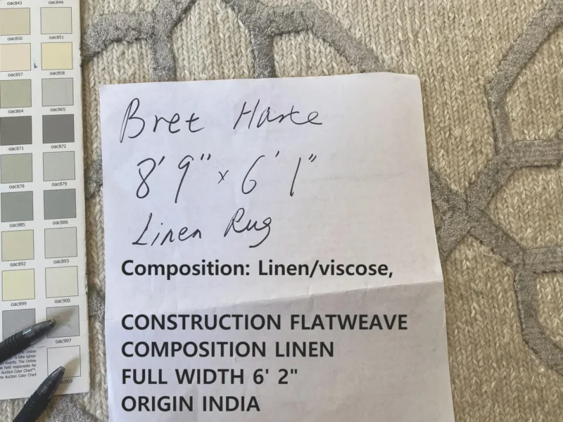 IMG_4839 Stark BRET HARTE White Lattice Diamond Linen Handmade Transitional Mid Century Rug 6x9' MSRP USD 3175
