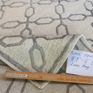 IMG_4842 Stark BRET HARTE White Lattice Diamond Linen Handmade Transitional Mid Century Rug 6x9' MSRP USD 3175