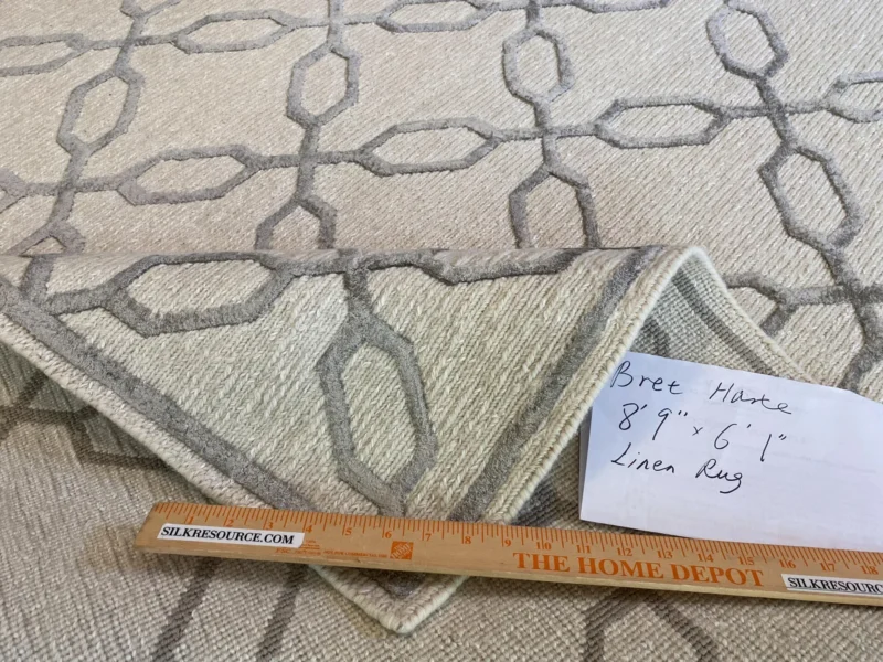 IMG_4842 Stark BRET HARTE White Lattice Diamond Linen Handmade Transitional Mid Century Rug 6x9' MSRP USD 3175
