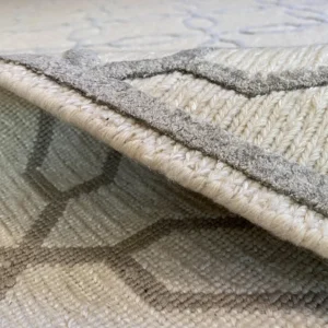 IMG_4844 Stark BRET HARTE White Lattice Diamond Linen Handmade Transitional Mid Century Rug 6x9' MSRP USD 3175