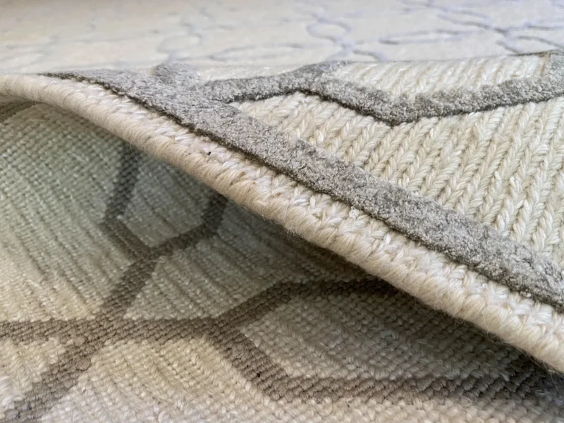 IMG_4844 Stark BRET HARTE White Lattice Diamond Linen Handmade Transitional Mid Century Rug 6x9' MSRP USD 3175