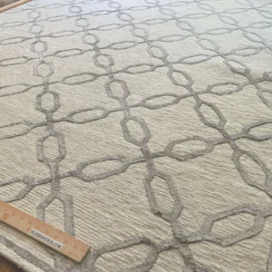 IMG_4845 Stark BRET HARTE White Lattice Diamond Linen Handmade Transitional Mid Century Rug 6x9' MSRP USD 3175