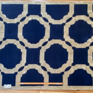 IMG_4850 Stark Diamondhead Blue White Silk Wool Modern Lattice Diamond Rug 6x9' MSRP USD 10,500