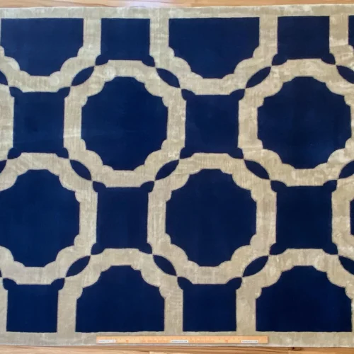 Stark Diamondhead Blue White Silk Wool Modern Lattice Diamond Rug 6x9' MSRP USD 10,500