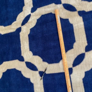 IMG_4855 Stark Diamondhead Blue White Silk Wool Modern Lattice Diamond Rug 6x9' MSRP USD 10,500