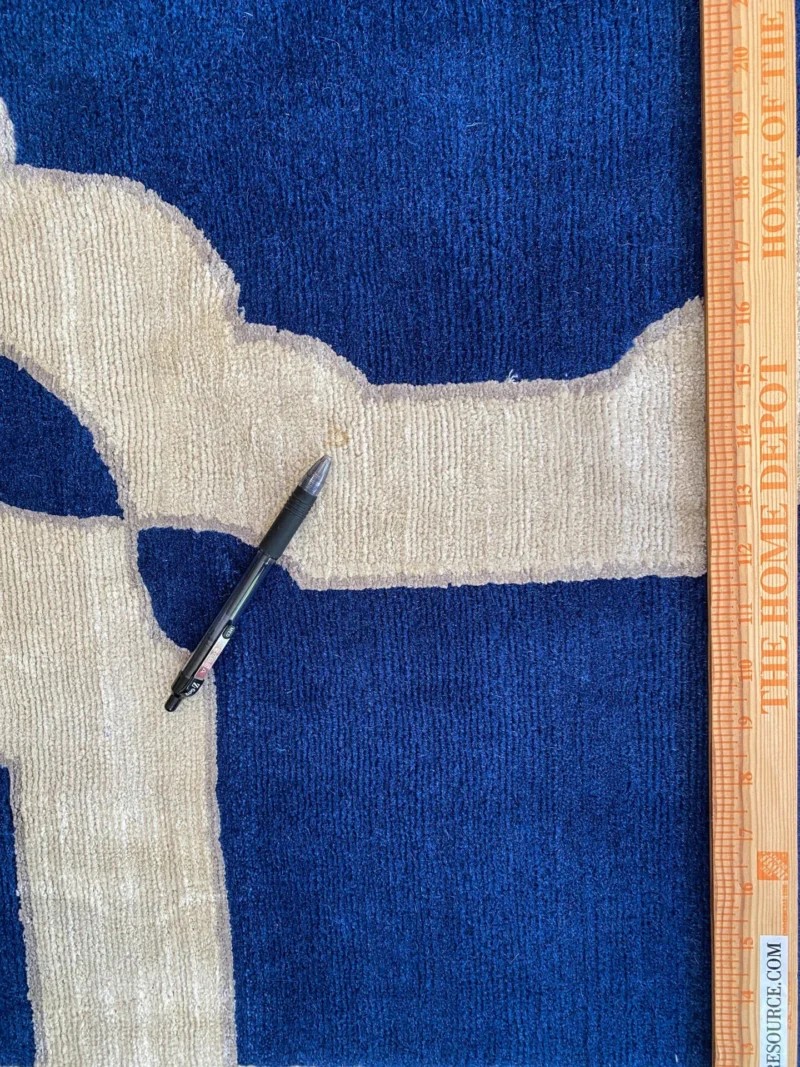 IMG_4856 Stark Diamondhead Blue White Silk Wool Modern Lattice Diamond Rug 6x9' MSRP USD 10,500