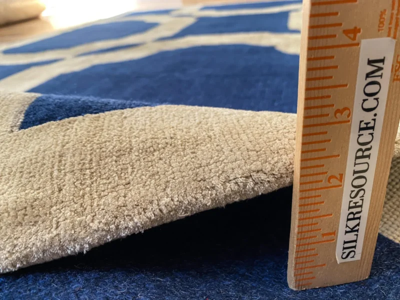 IMG_4859 Stark Diamondhead Blue White Silk Wool Modern Lattice Diamond Rug 6x9' MSRP USD 10,500