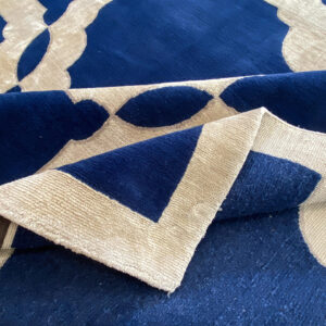 IMG_4861 Stark Diamondhead Blue White Silk Wool Modern Lattice Diamond Rug 6x9' MSRP USD 10,500