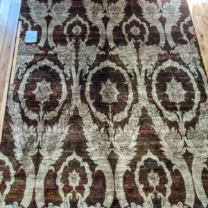 IMG_4866 Stark Ciudad Madero Olive Green Silk Rug Hand Knotted Classic Medallion Damask 8x10' MSRP USD16200