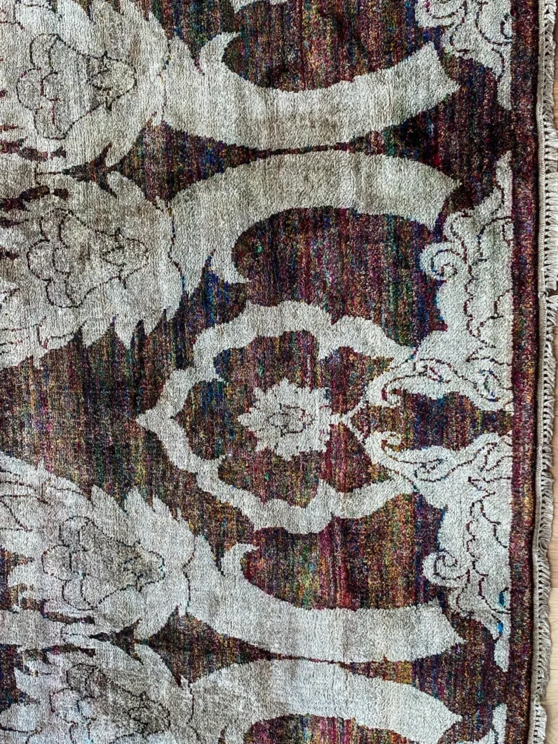 IMG_4867 Stark Ciudad Madero Olive Green Silk Rug Hand Knotted Classic Medallion Damask 8x10' MSRP USD16200