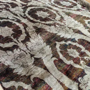 IMG_4884 Stark Ciudad Madero Olive Green Silk Rug Hand Knotted Classic Medallion Damask 8x10' MSRP USD16200