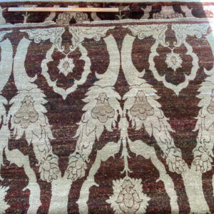 IMG_4893 Stark Ciudad Madero Olive Green Silk Rug Hand Knotted Classic Medallion Damask 8x10' MSRP USD16200