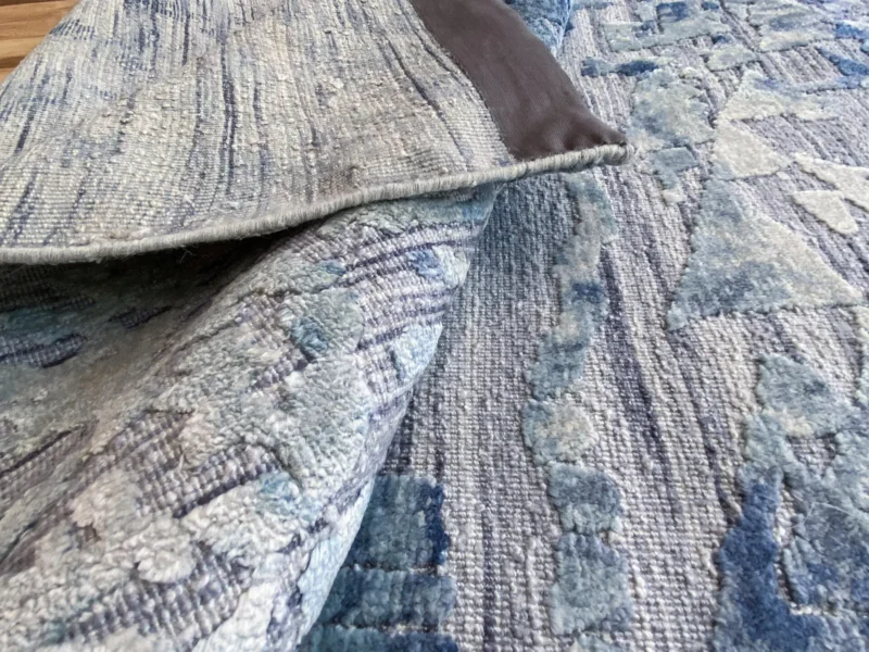 IMG_4918 Stark Cedartown Light Slate Grey Modern Blue Grey Rug Medallion Hand Knotted - 100% Silk - 9x12' MSRP USD16250