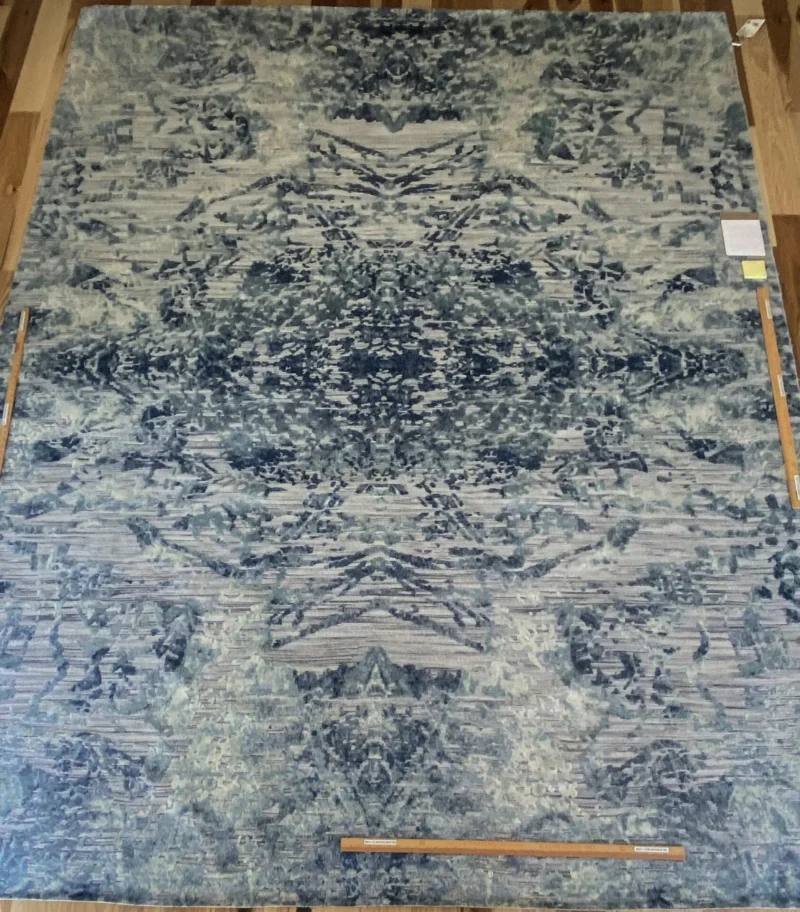 IMG_4925 Stark Cedartown Light Slate Grey Modern Blue Grey Rug Medallion Hand Knotted - 100% Silk - 9x12' MSRP USD16250