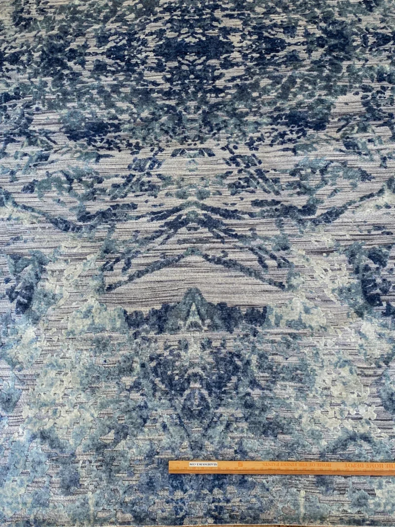 IMG_4926 Stark Cedartown Light Slate Grey Modern Blue Grey Rug Medallion Hand Knotted - 100% Silk - 9x12' MSRP USD16250