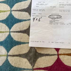 IMG_5104 Stark DELPHOS BROWN Modern Wool Silk Hand Knotted Colorful Egg Green Pink Blue Cream 6x9' MSRP USD 12,000