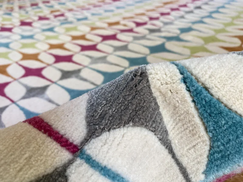 IMG_5110 Stark DELPHOS BROWN Modern Wool Silk Hand Knotted Colorful Egg Green Pink Blue Cream 6x9' MSRP USD 12,000