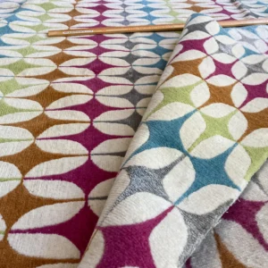 IMG_5113 Stark DELPHOS BROWN Modern Wool Silk Hand Knotted Colorful Egg Green Pink Blue Cream 6x9' MSRP USD 12,000