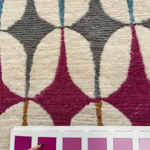 IMG_5119 Stark DELPHOS BROWN Modern Wool Silk Hand Knotted Colorful Egg Green Pink Blue Cream 6x9' MSRP USD 12,000