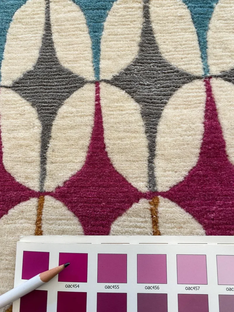 IMG_5119 Stark DELPHOS BROWN Modern Wool Silk Hand Knotted Colorful Egg Green Pink Blue Cream 6x9' MSRP USD 12,000