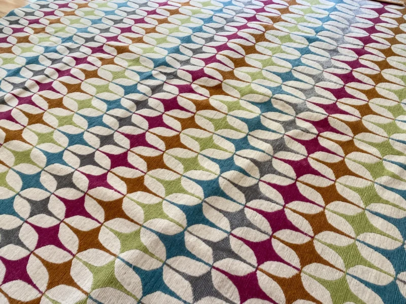 IMG_5120 Stark DELPHOS BROWN Modern Wool Silk Hand Knotted Colorful Egg Green Pink Blue Cream 6x9' MSRP USD 12,000