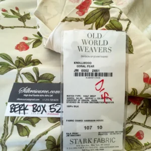 IMG_5231 17 Berkbox52 1.2y Scalamandre Knollwood Coral Pear Cherry Blossom Print Silk MSRP USD 320