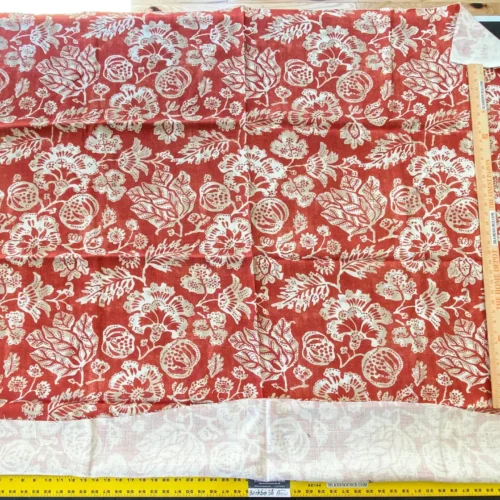 IMG_5281 6 Berkbox56 1.5 yard Scalamandre Calais Linen Print Coral Red White