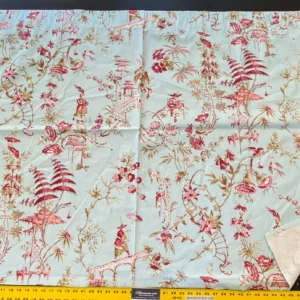 IMG_5337 20 Berkbox56 1.2 yard Scalamandre Sky blue Red Chinoiserie Toile Floral Print Minor Defect