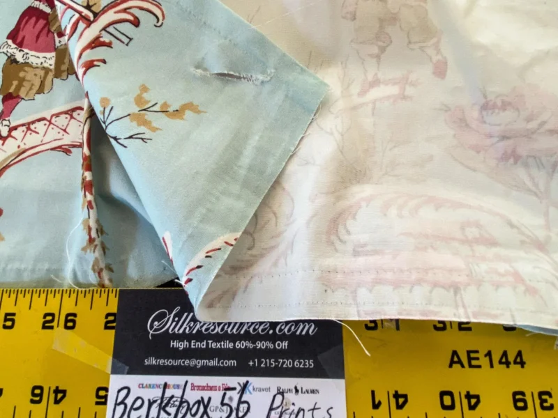 IMG_5338 20 Berkbox56 1.2 yard Scalamandre Sky blue Red Chinoiserie Toile Floral Print Minor Defect