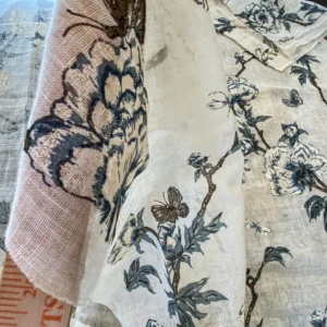 IMG_5363 26 Berkbox56 2.4yard  Scalamandre Tree Peony on Linen Voile Blue and White